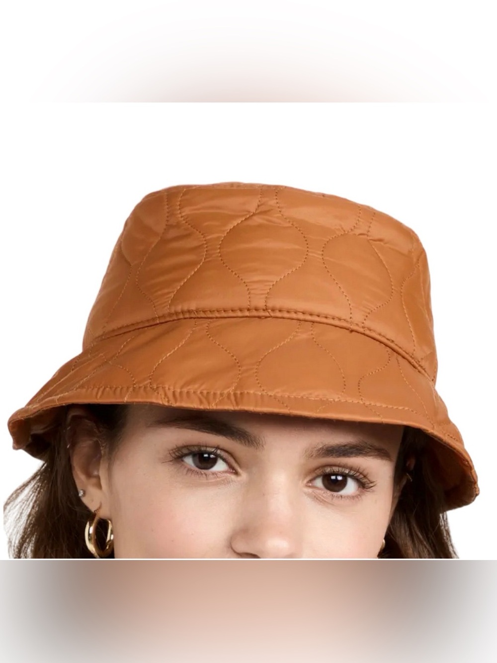 NEW MADEWELL WARM COFFEE QUILTED NYLON BUCKET HAT SIZE S/M S M NH394